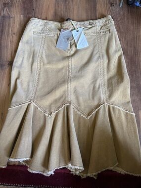 Anthropologie NWT Louie A-Line Flared Hem Skirt in Tan — Soft Twill corduroy
